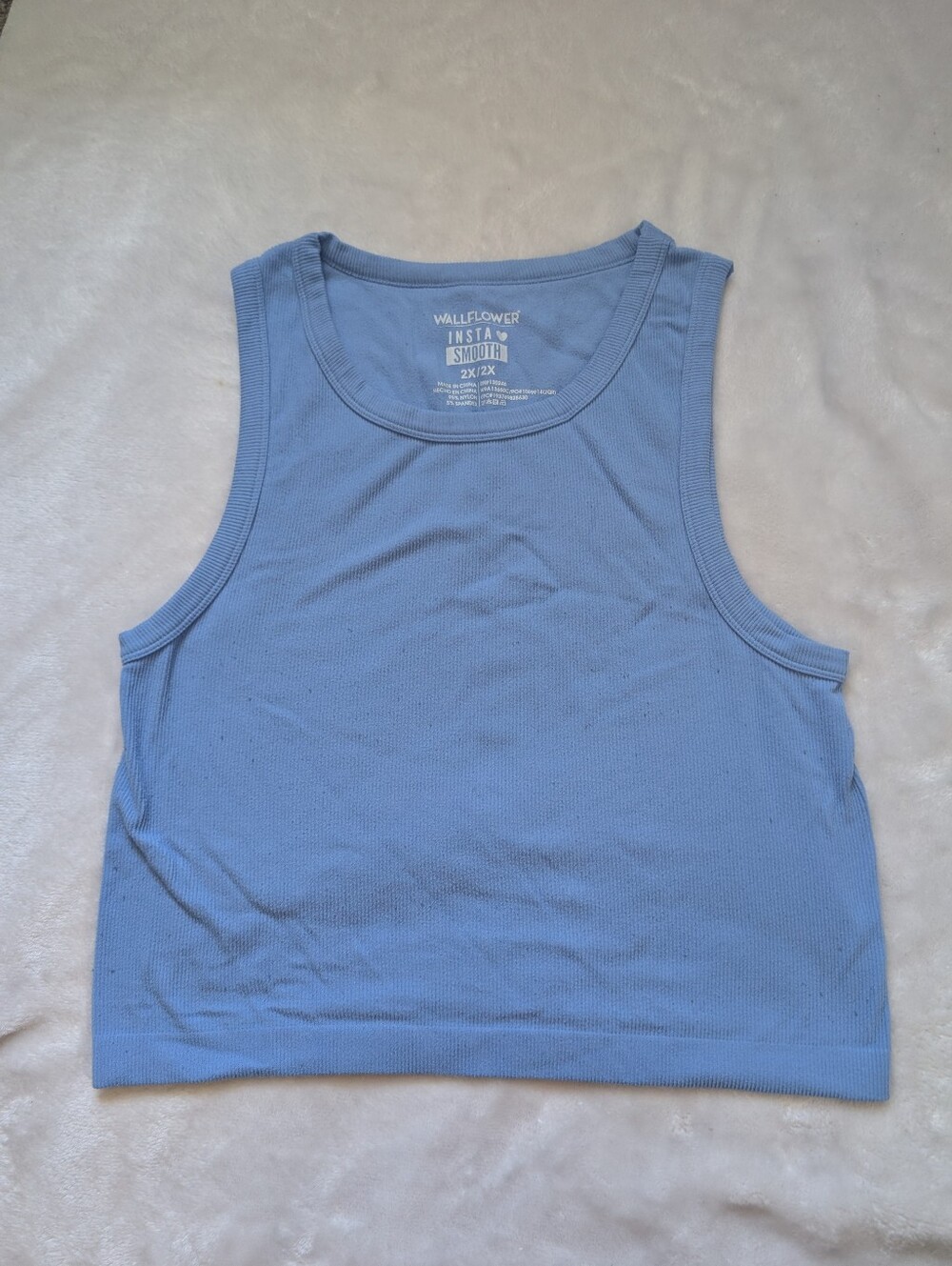WallFlower Insta Smooth Blue Ribbed Crop Tank Top Women's Plus Size 2X